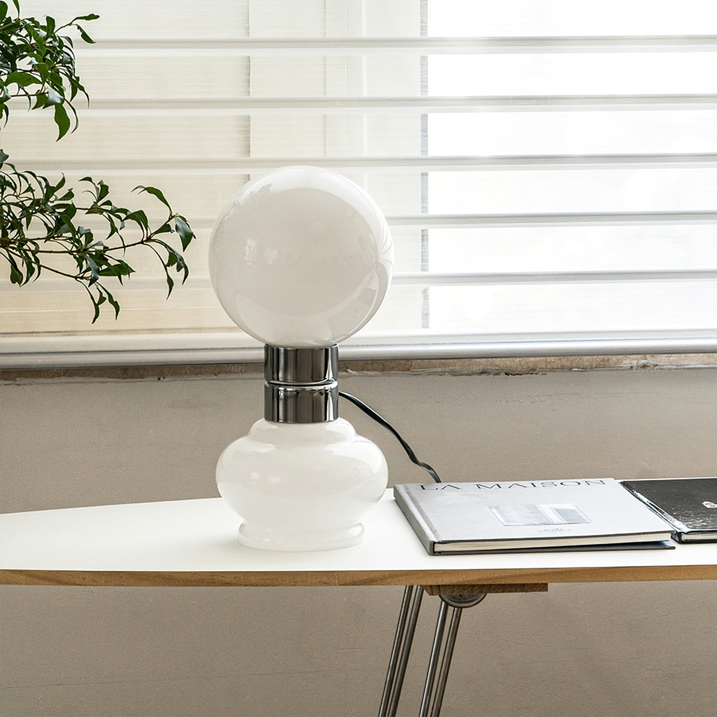 GlobeLume – Sleek White Glass Lamp Design