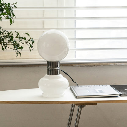 GlobeLume – Sleek White Glass Lamp Design