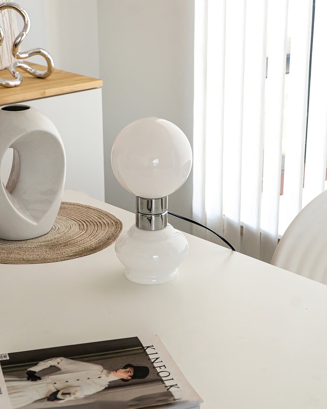 GlobeLume – Sleek White Glass Lamp Design