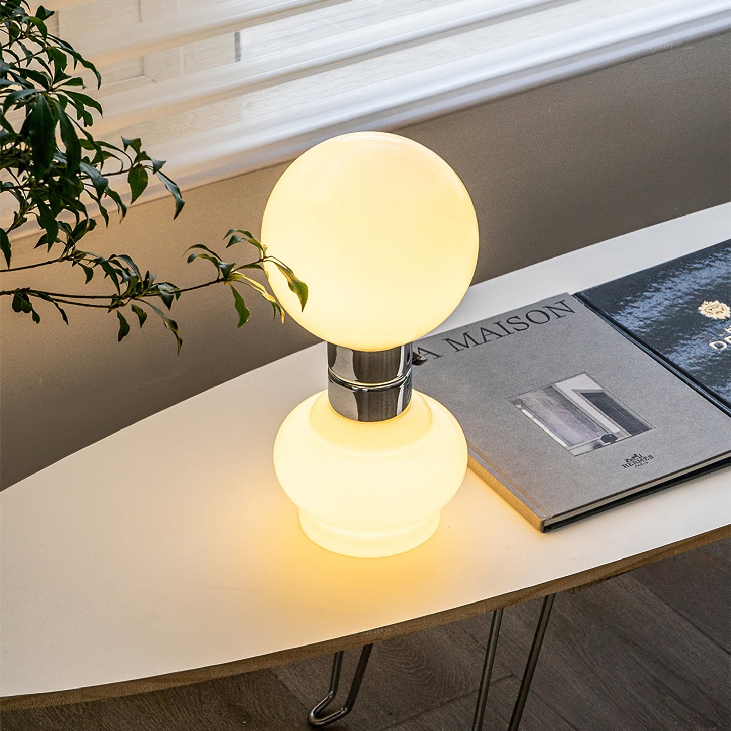 GlobeLume – Sleek White Glass Lamp Design