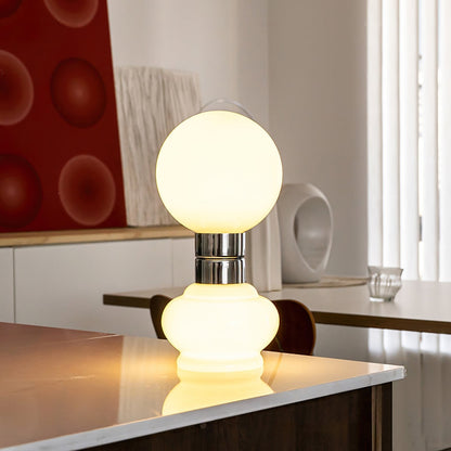 GlobeLume – Sleek White Glass Lamp Design