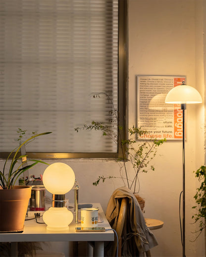 GlobeLume – Sleek White Glass Lamp Design