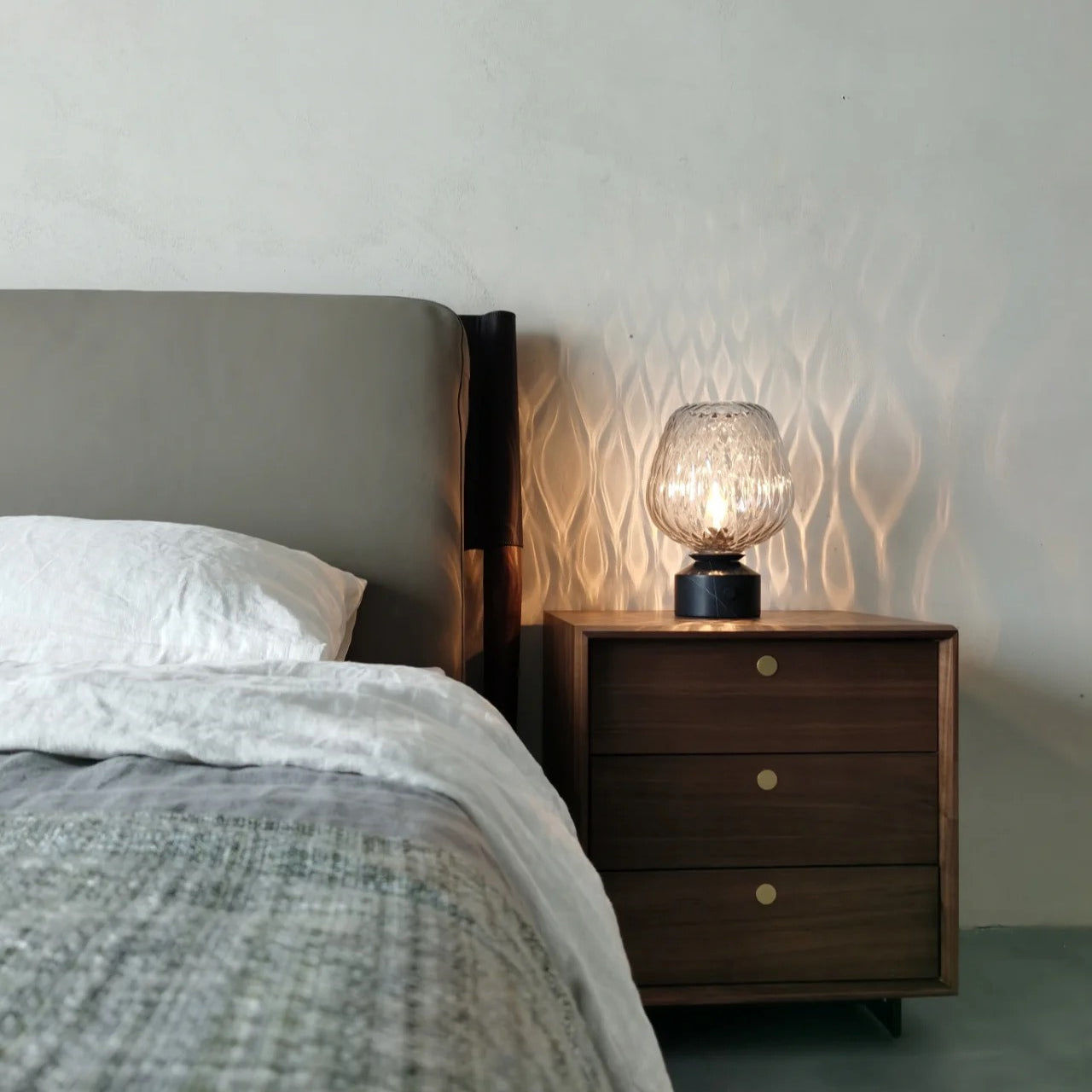 LuminousBlaze - Modern Lamp with Sleek Glass Cover and Soft Light