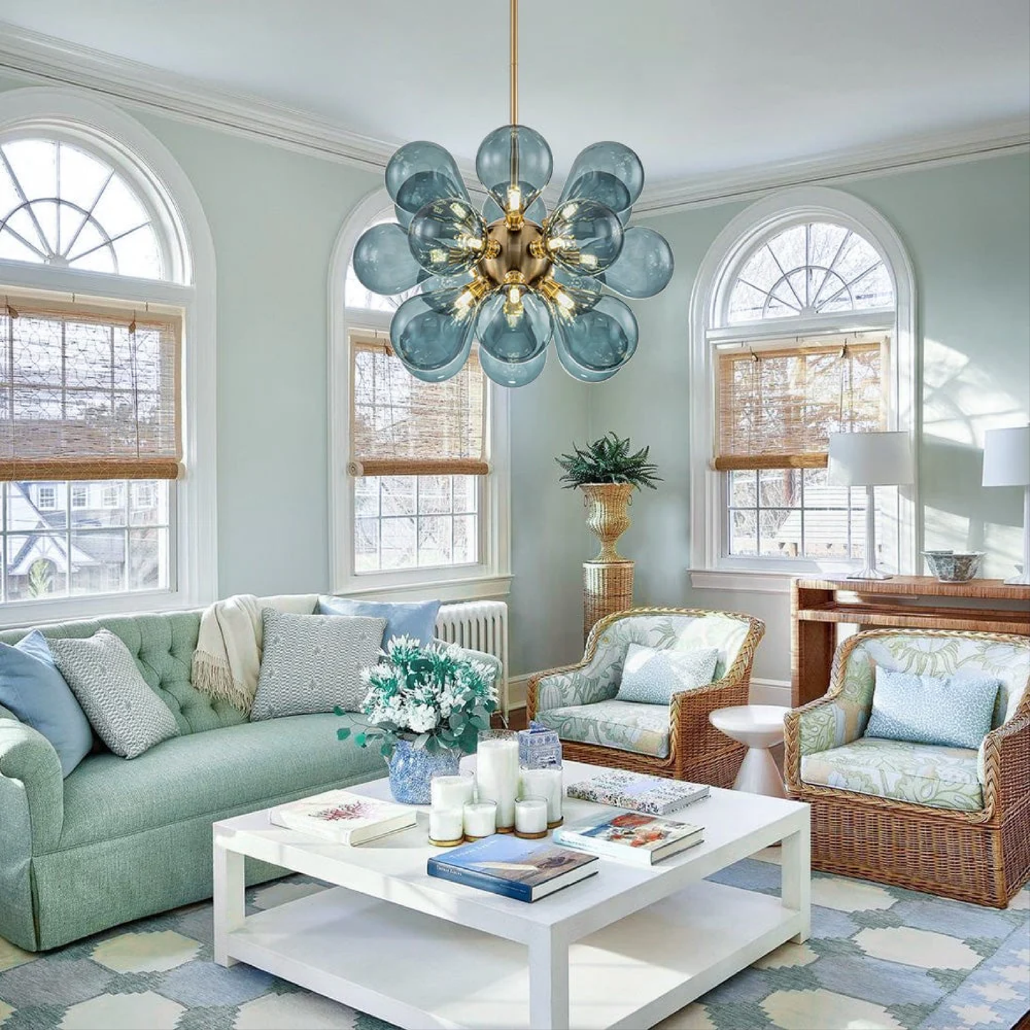 Blue glass cluster chandelier by Jarise 2