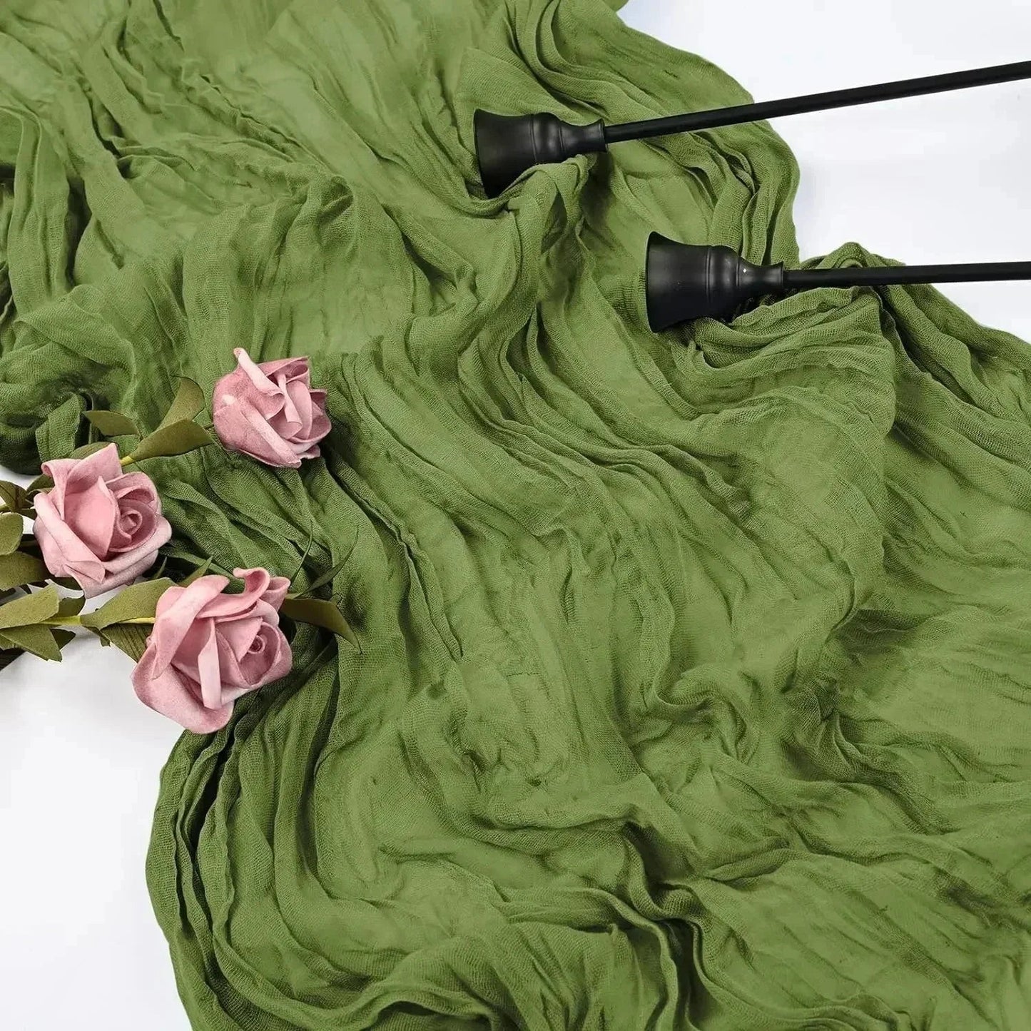 BlushGauze | Elegant Pleated Cotton Cheesecloth Table Runner Set of 10 11