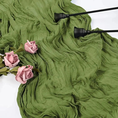 BlushGauze | Elegant Pleated Cotton Cheesecloth Table Runner Set of 10 11