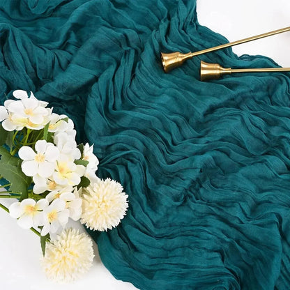 BlushGauze | Elegant Pleated Cotton Cheesecloth Table Runner Set of 10 12