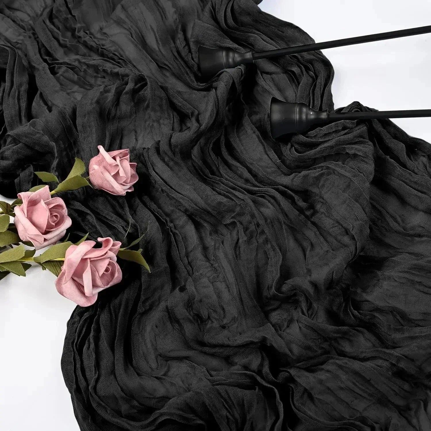 BlushGauze | Elegant Pleated Cotton Cheesecloth Table Runner Set of 10 15