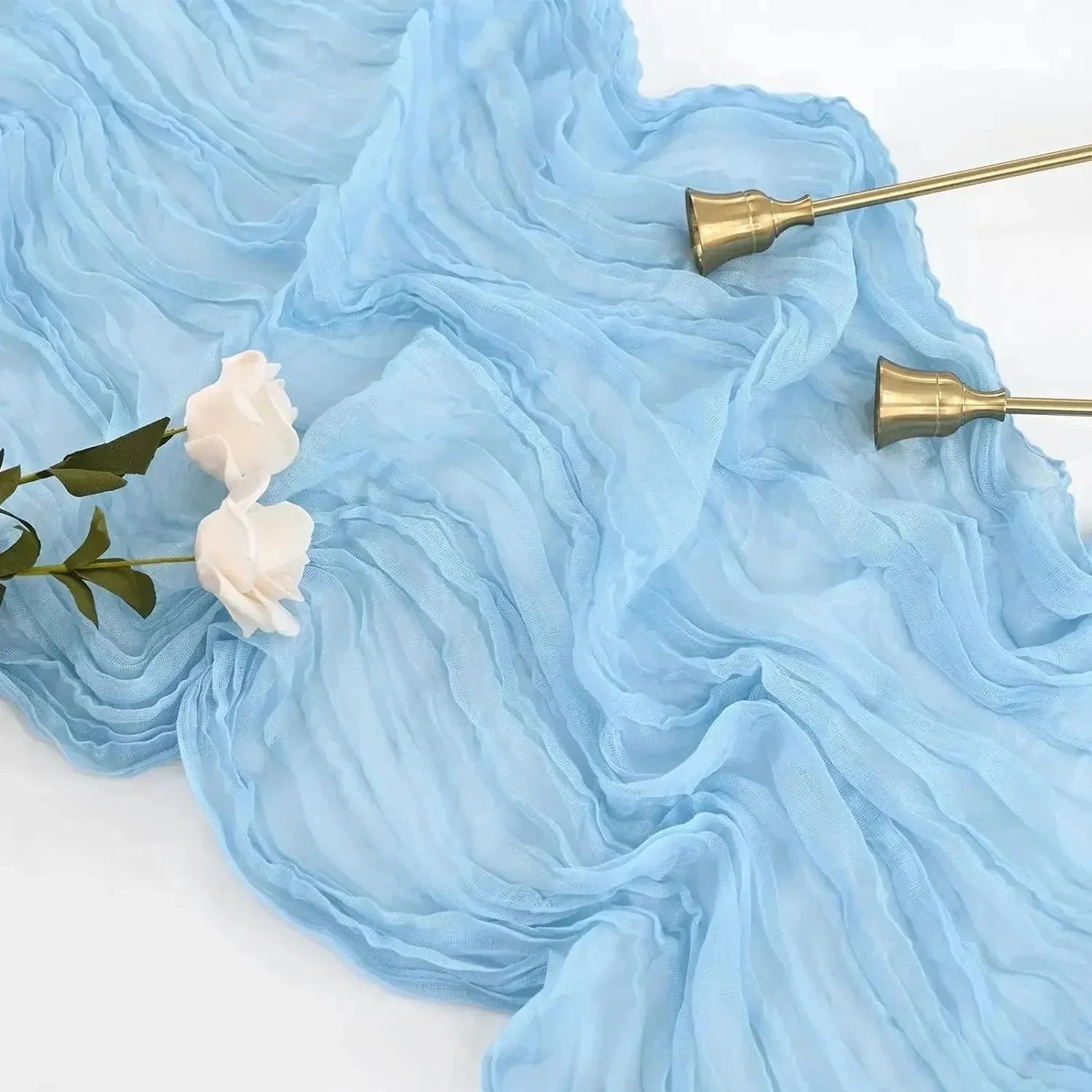 BlushGauze | Elegant Pleated Cotton Cheesecloth Table Runner Set of 10 18