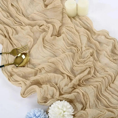 BlushGauze | Elegant Pleated Cotton Cheesecloth Table Runner Set of 10 19