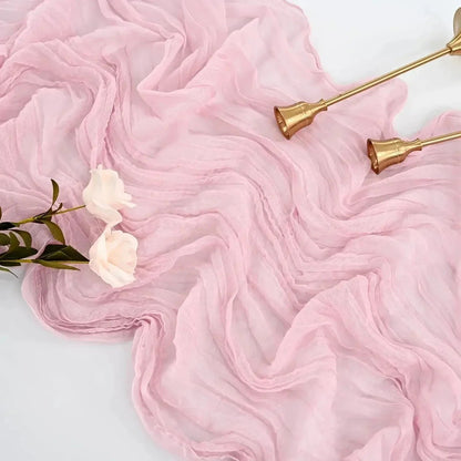 BlushGauze | Elegant Pleated Cotton Cheesecloth Table Runner Set of 10 2