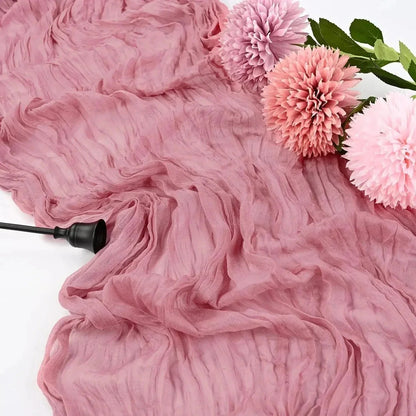 BlushGauze | Elegant Pleated Cotton Cheesecloth Table Runner Set of 10 5