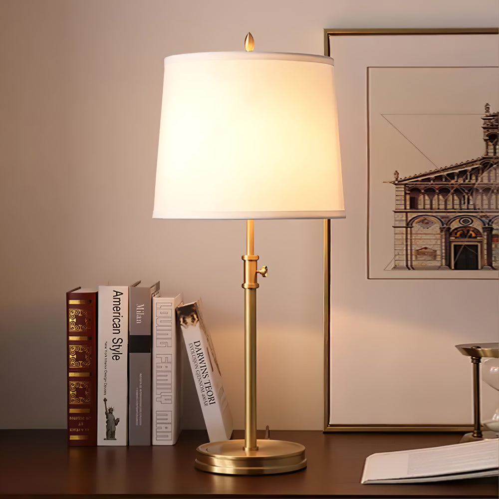 LuxeGlow – Classic Brass Table Lamp with Linen Shade
