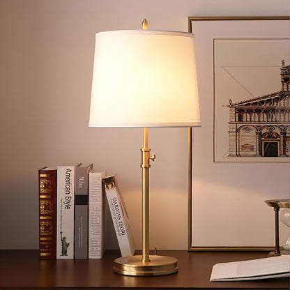 LuxeGlow – Classic Brass Table Lamp with Linen Shade