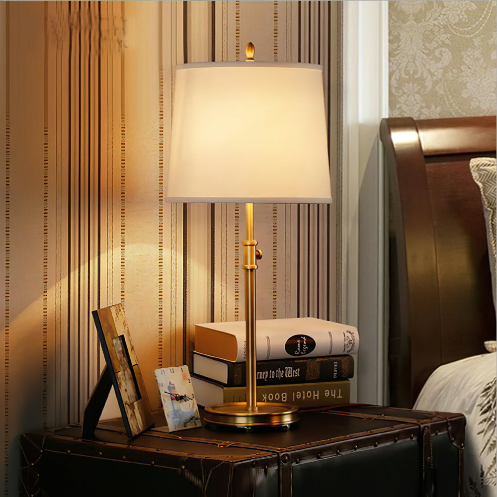 LuxeGlow – Classic Brass Table Lamp with Linen Shade