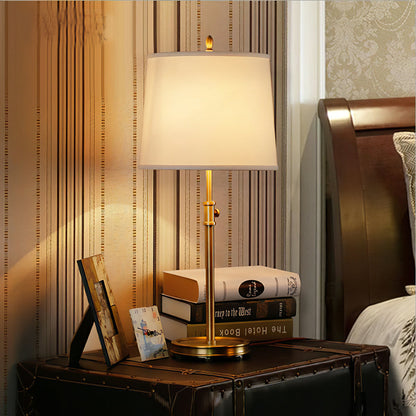 LuxeGlow – Classic Brass Table Lamp with Linen Shade