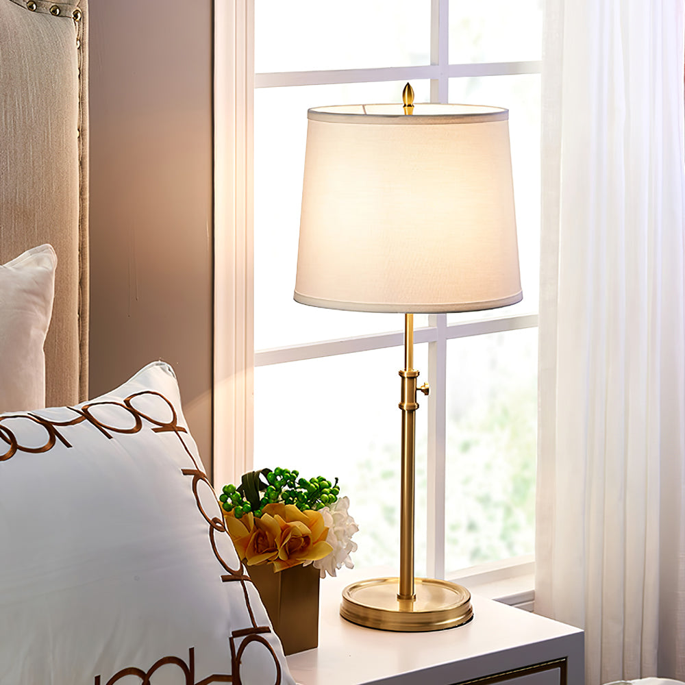 LuxeGlow – Classic Brass Table Lamp with Linen Shade