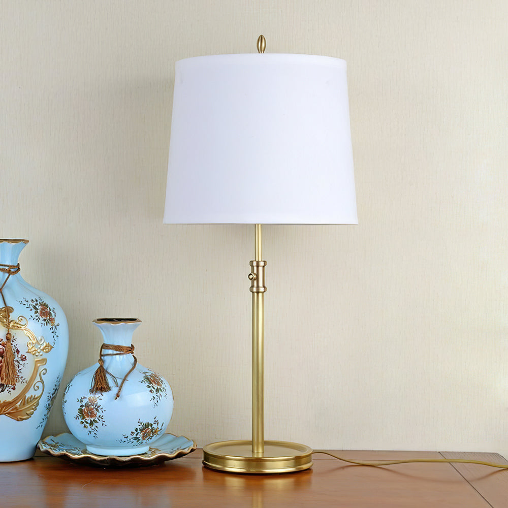 LuxeGlow – Classic Brass Table Lamp with Linen Shade