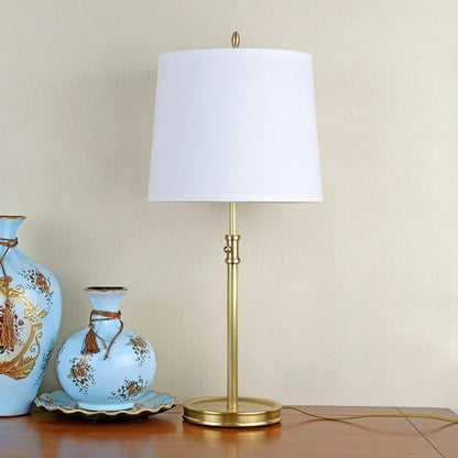 LuxeGlow – Classic Brass Table Lamp with Linen Shade
