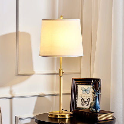 LuxeGlow – Classic Brass Table Lamp with Linen Shade