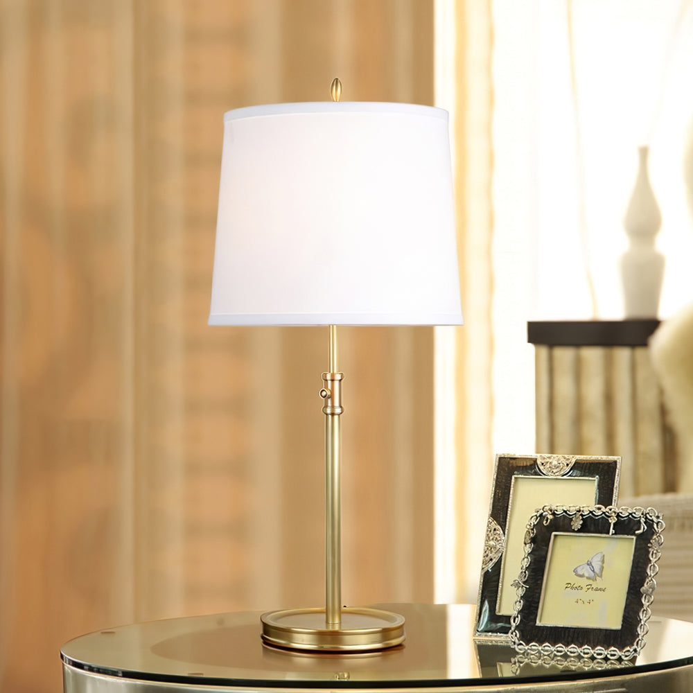 LuxeGlow – Classic Brass Table Lamp with Linen Shade