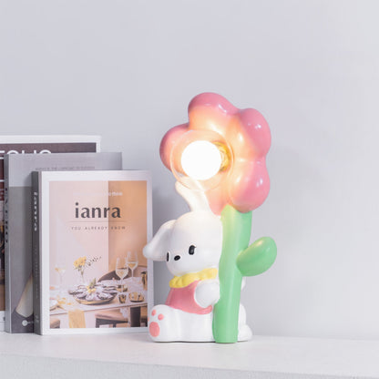 FloraBunny - Table Lamp with Sweet Rabbit and Delicate Flower Design