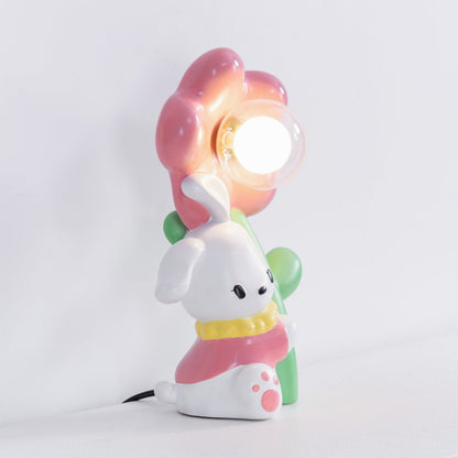 FloraBunny - Table Lamp with Sweet Rabbit and Delicate Flower Design