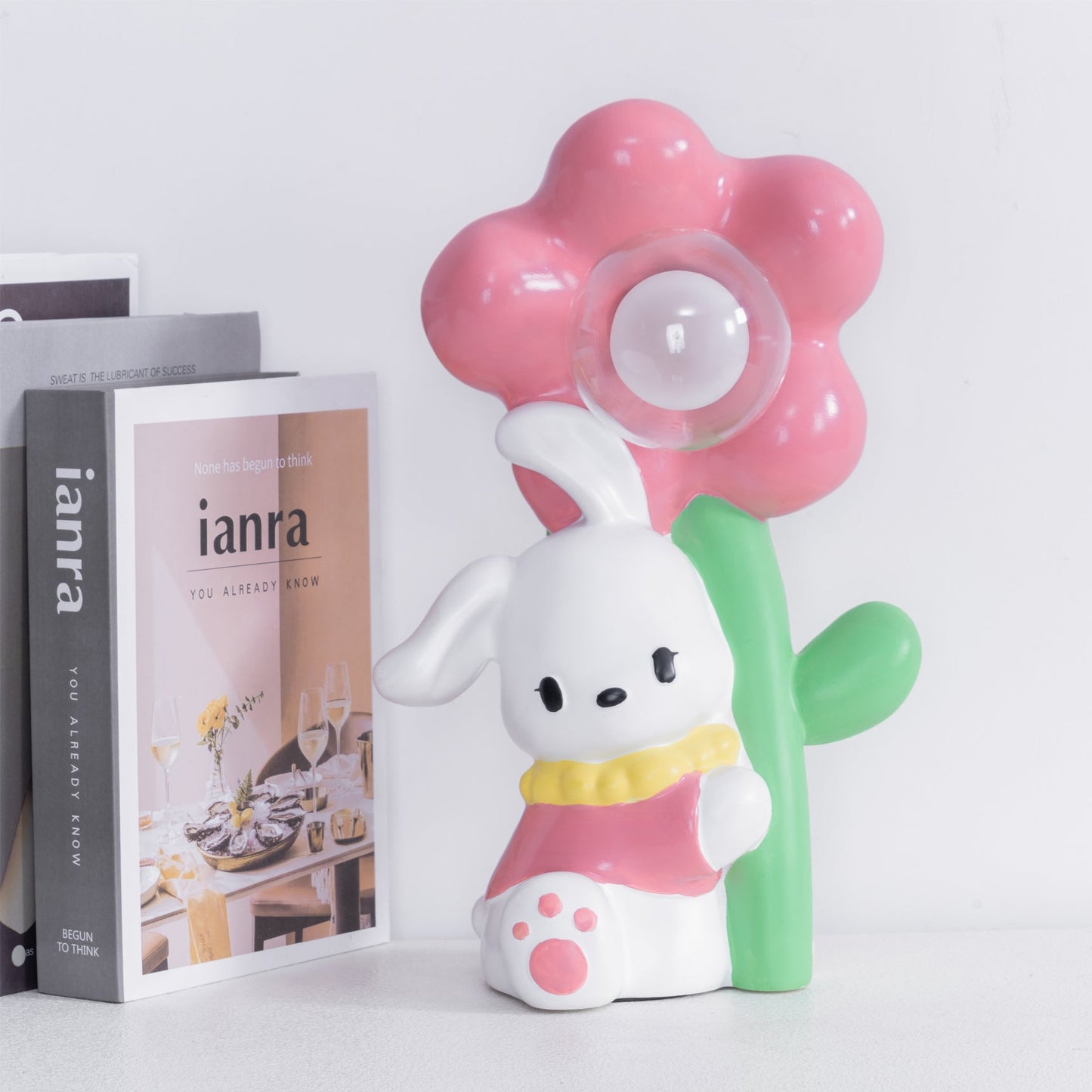 FloraBunny - Table Lamp with Sweet Rabbit and Delicate Flower Design