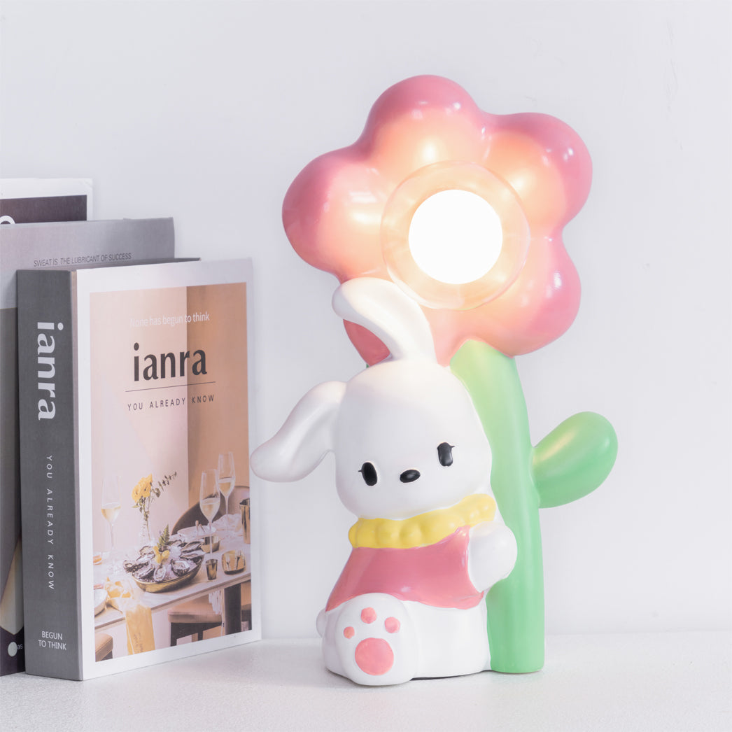 FloraBunny - Table Lamp with Sweet Rabbit and Delicate Flower Design