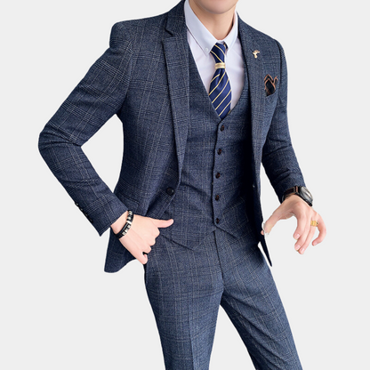 Variant image for Prewitt - Stylish Checkered Three-Part Men's Suit for All Seasons-1