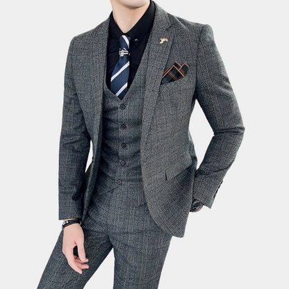 Prewitt - Stylish Checkered Three-Part Men's Suit for All Seasons-3