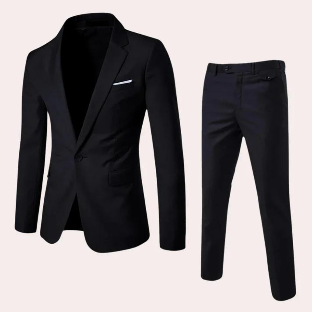 Mart - Men's Black Suit Set with Tailored Blazer & Pants for Weddings-2