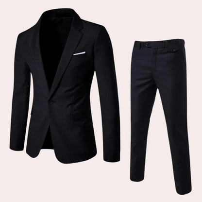 Mart - Men's Black Suit Set with Tailored Blazer & Pants for Weddings-2