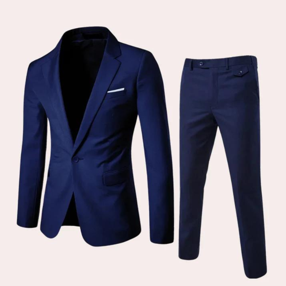 Mart - Men's Black Suit Set with Tailored Blazer & Pants for Weddings-4