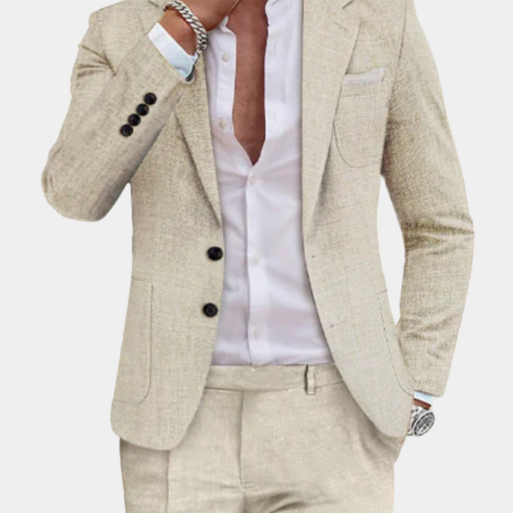 Tailored Men's Linen Suit - Premium Summer Style for Effortless Elegance-1