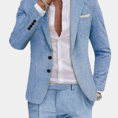 Tailored Men's Linen Suit - Premium Summer Style for Effortless Elegance-2