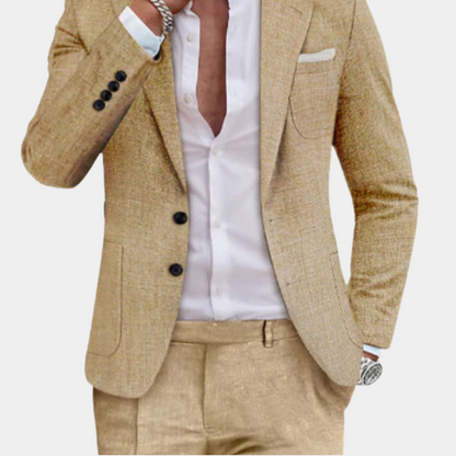 Tailored Men's Linen Suit - Premium Summer Style for Effortless Elegance-3