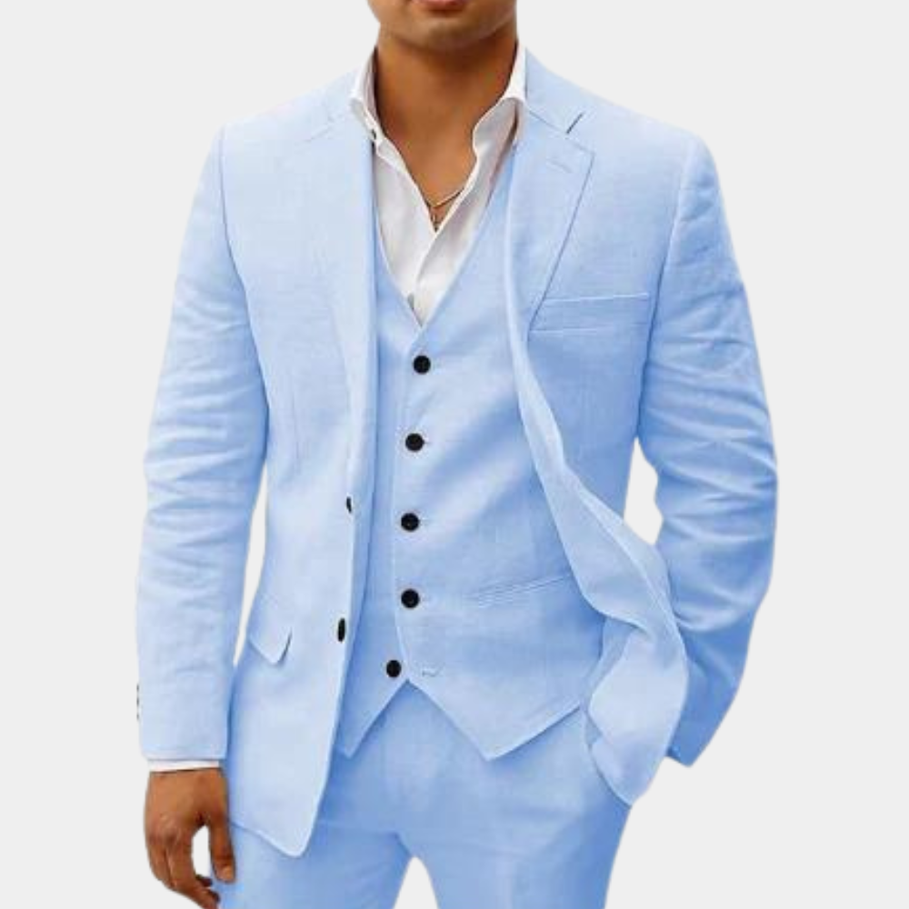 Lorenz - Elegant Men's Summer Suit Set with Blazer, Vest, and Pants-4