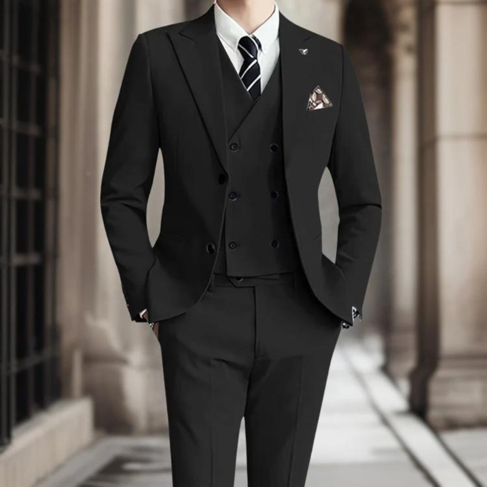 Patrik - Slim-Fit Three-Piece Men's Suit in Premium Cotton for Weddings-2
