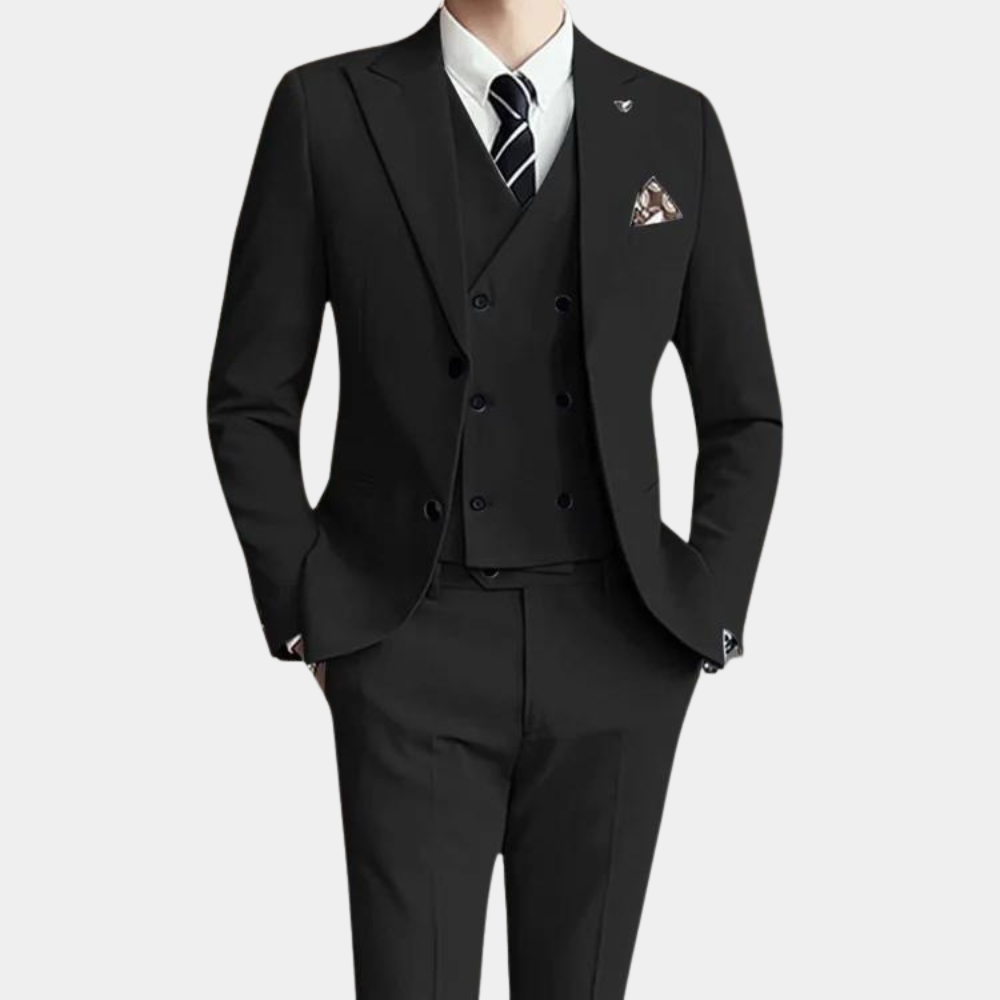 Patrik - Slim-Fit Three-Piece Men's Suit in Premium Cotton for Weddings-3