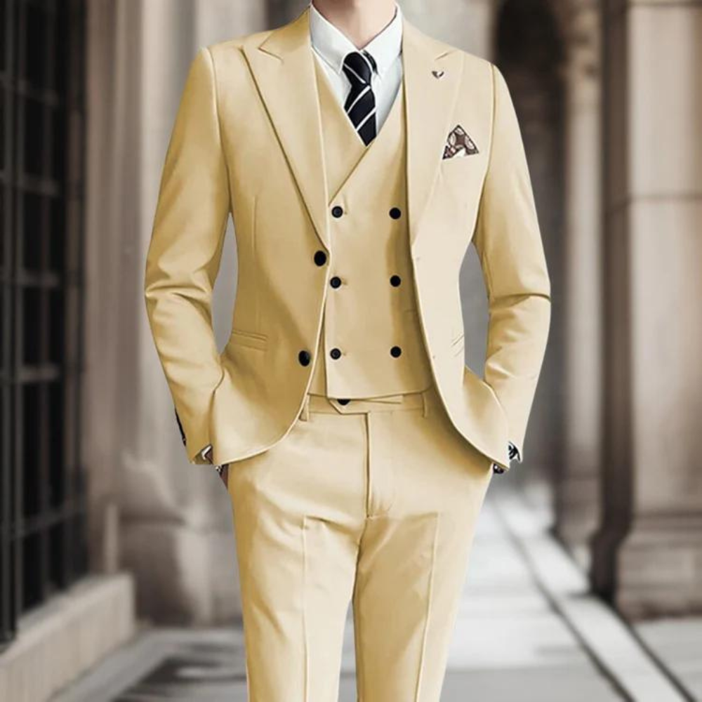 Variant image for Patrik - Slim-Fit Three-Piece Men's Suit in Premium Cotton for Weddings-16