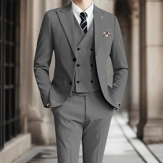 Patrik - Slim-Fit Three-Piece Men's Suit in Premium Cotton for Weddings-1