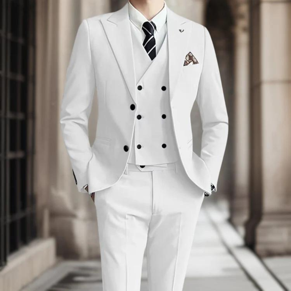 Patrik - Slim-Fit Three-Piece Men's Suit in Premium Cotton for Weddings-6