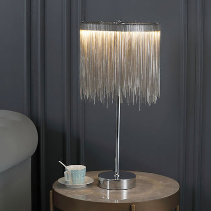 ChicGlow - Table Lamp with Sophisticated Tassel Details and Ambient Lighting