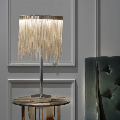 ChicGlow - Table Lamp with Sophisticated Tassel Details and Ambient Lighting