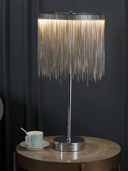 ChicGlow - Table Lamp with Sophisticated Tassel Details and Ambient Lighting