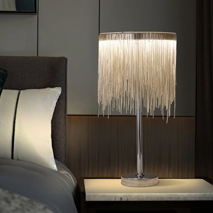 ChicGlow - Table Lamp with Sophisticated Tassel Details and Ambient Lighting