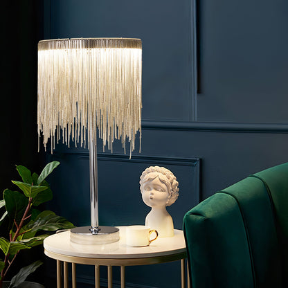 ChicGlow - Table Lamp with Sophisticated Tassel Details and Ambient Lighting