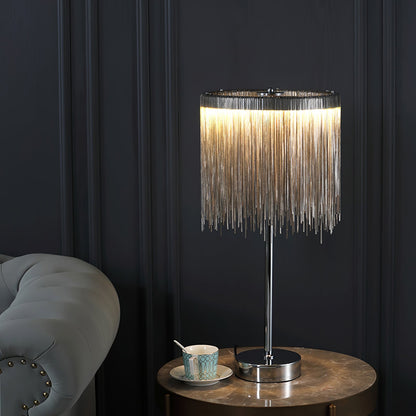 ChicGlow - Table Lamp with Sophisticated Tassel Details and Ambient Lighting