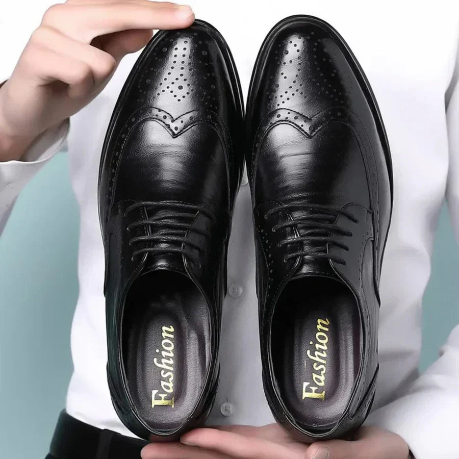 CalfLux | Stylish Elegant Men's Black Dress Shoes for Any Occasion 0